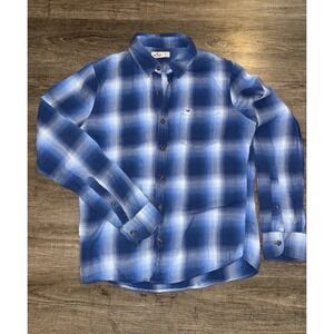 Hollister Men's Blue Plaid Long Sleeve Streach Size Medium Button Down Shirt